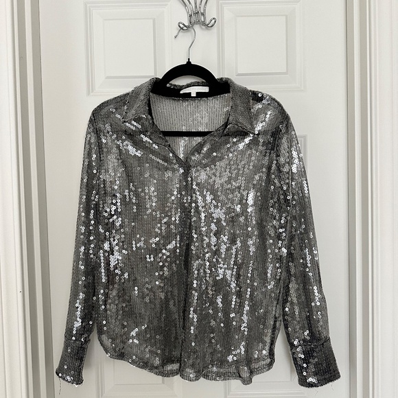 Revolve Wyatt Button Down Sequin top - Picture 3 of 3
